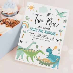 Dinosaur 2 Rex 2:a födelsedag Party Inbjudningar