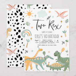 Dinosaur 2 Rex 2:a födelsedag Party Inbjudningar