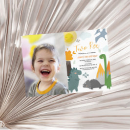 Dinosaur 2 Rex 2:a födelsedag Photo Party Inbjudningar