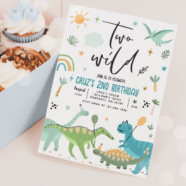 Dinosaur 2 Vild 2:a födelsedagen Party Inbjudningar