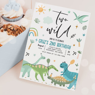 Dinosaur 2 Vild 2:a födelsedagen Party Inbjudningar