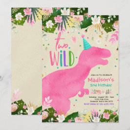 Dinosaur 2 Vilder Rosa på födelsedagen Dinosaur fö Inbjudningar