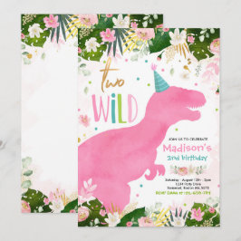 Dinosaur 2 Vilder Rosa på födelsedagen Dinosaur fö Inbjudningar