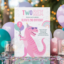 Dinosaur 2nd Birthday Party Rosa T-Rex