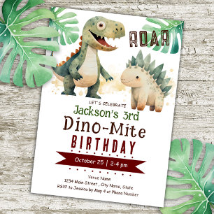 Dinosaur 3:e födelsedag inbjudningar