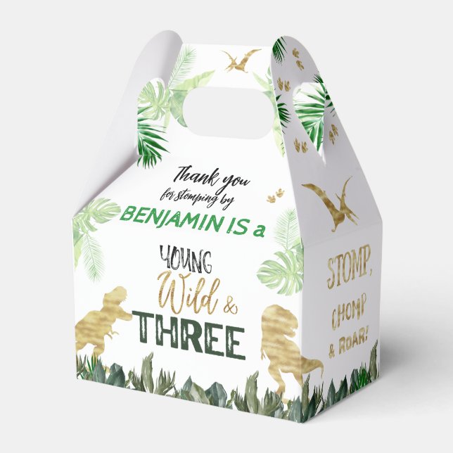 Dinosaur 3:e födelsedag Party Presentaskar (Framsidan Sidan)