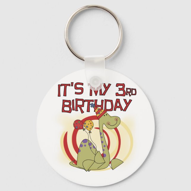 Dinosaur 3:e födelsedag Tshirts och gåvor Nyckelring (Framsida)