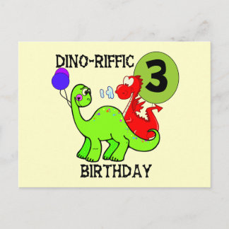 Dinosaur 3:e födelsedag Tshirts och gåvor Vykort