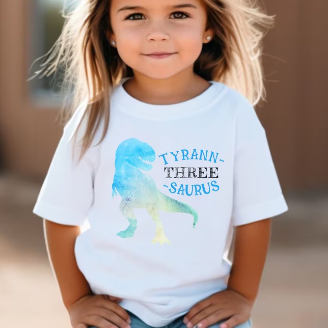 Dinosaur 3:e födelsedagen Party Blue Tyrannosaurus T Shirt (Dinosaur 3rd Birthday Party Blue Tyrannosaurus Rex Baby T-Shirt
)