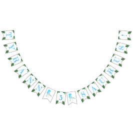 Dinosaur 3:e födelsedagen Party Blue Tyrannosaurus Vimplar