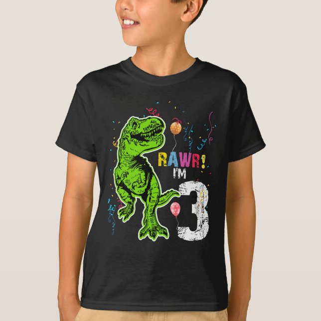 Dinosaur 3:e födelsedagen T-Rex T Shirt (Framsida)