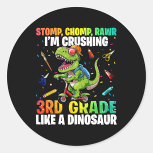 Dinosaur 3:e Klass-Back to school-första Sch-dagen Runt Klistermärke