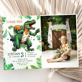 Dinosaur 3rd Birthday Party Photo Inbjudningar