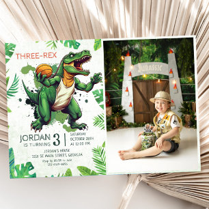 Dinosaur 3rd Birthday Party Photo Inbjudningar