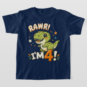 Dinosaur 4-års födelsedags tröja design – "Rawr ja