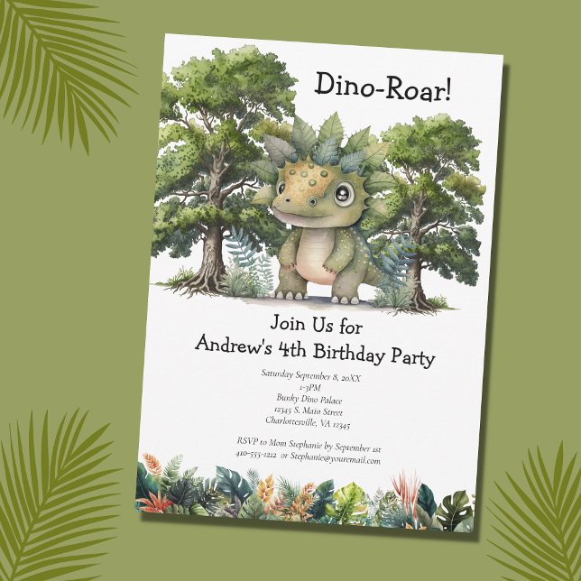 Dinosaur 4-års födelsedagsfest för pojkar inbjudningar (Skapare uppladdad)