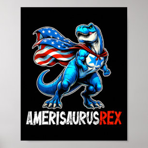 Dinosaur 4:e juli Amerisaurus t Rex Funny Poster