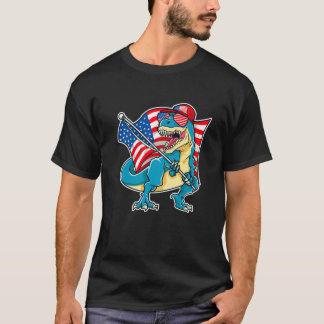 Dinosaur 4:e juli Boys T Rex American Flagga USA Shirt