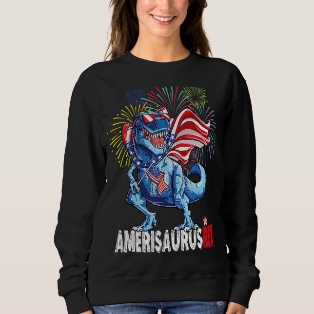 Dinosaur 4:e juli Kids Boy Manar Amerisaurus Rex T Shirt (Framsida)