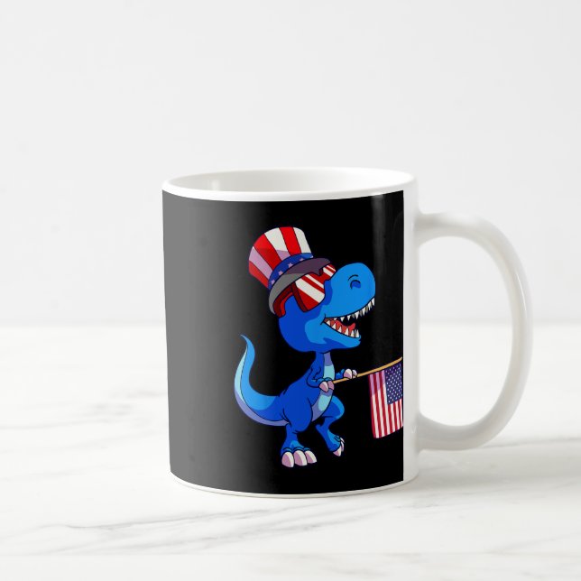 Dinosaur 4:e juli Shirt US Flagga Dino Kids Boys Kaffemugg (Höger)