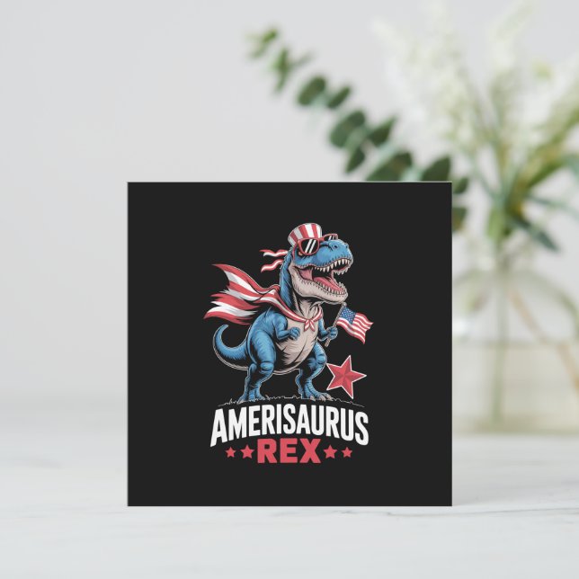 Dinosaur 4 juli Amerisaurus T Rex Rolig Inbjudningar (Stående Fram)