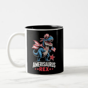 Dinosaur 4 juli Amerisaurus T Rex Rolig Två-Tonad Mugg