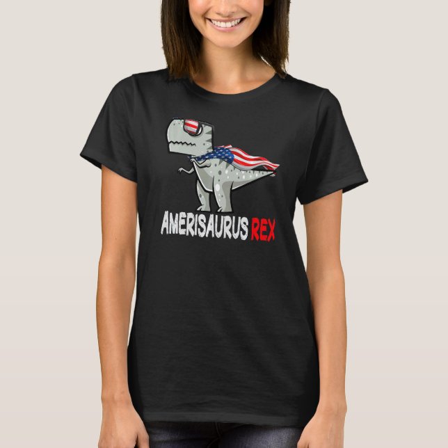 Dinosaur 4 juli Kids Rex American Amerisaurus T Shirt (Framsida)