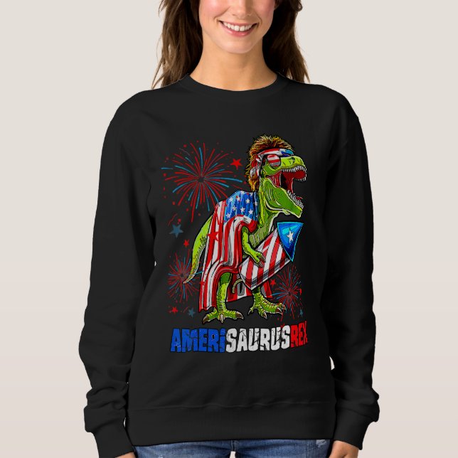 Dinosaur 4th Of July Amerisaurus Rex American Flag T Shirt (Framsida)