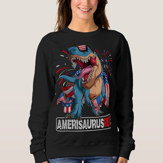 Dinosaur 4th of July Boys Girls Men Amerisaurus T  T Shirt (Framsida)