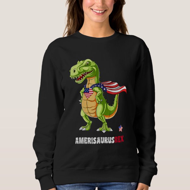 Dinosaur 4th Of July Kids Boys Men Amerisaurus T R T Shirt (Framsida)