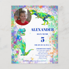 Dinosaur 5:e födelsedag - färgfotobudget flygblad