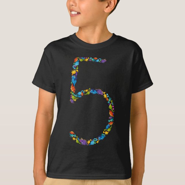 Dinosaur 5:e födelsedagen för 5-årig pojke t shirt (Framsida)