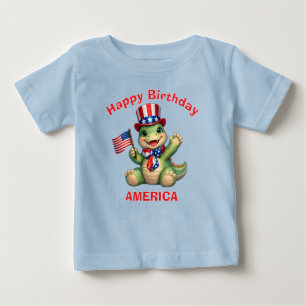 Dinosaur (6b) Patriotisk Barn T-Shirt