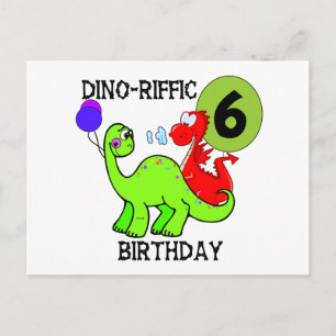 Dinosaur 6e Birthday T-shirts and Gifts Vykort