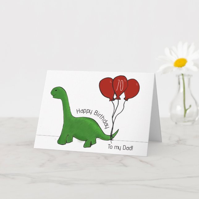 Dinosaur 70-årsdag pappa-kort kort (Liten växt)