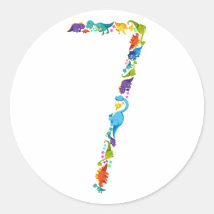 Dinosaur 7:e, 7 år gammal runt klistermärke