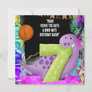 Dinosaur 7:e Födelsedagsfest Spara Datumet