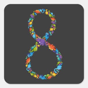 Dinosaur 8:e födelsedagen 8 år gammal fyrkantigt klistermärke