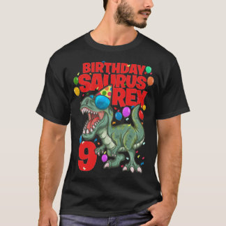 Dinosaur 9: e födelsedagen t Rex 9 år gammal BIRTH Shirt