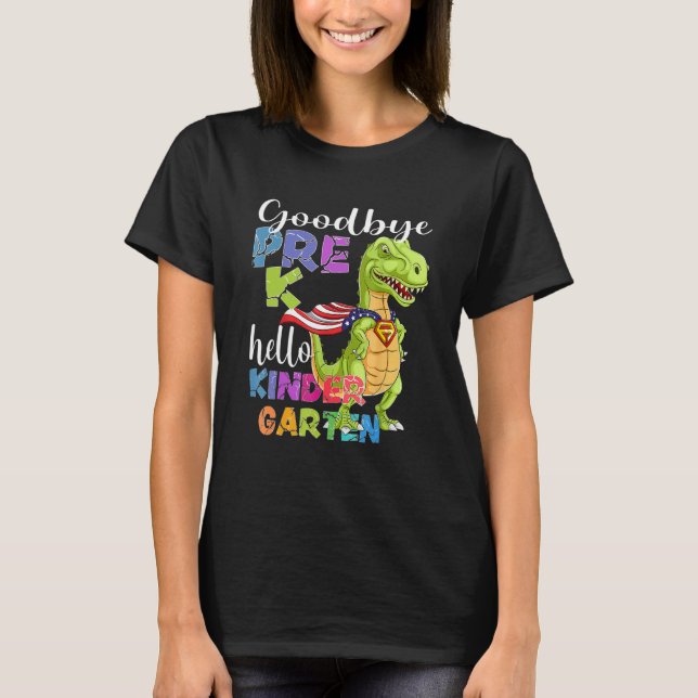 Dinosaur Adjö Preschool Studenten Hej Kinder T Shirt (Framsida)