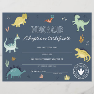 Dinosaur Adoption Certificate översätts till: Dipl