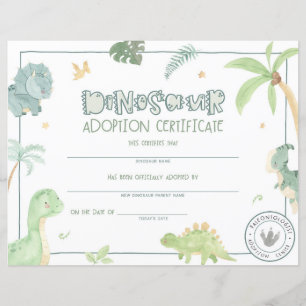Dinosaur Adoption Certificate översätts till: Dipl