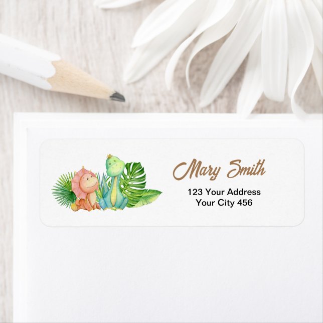 Dinosaur Adressetiketters Returadress Etikett (Insitu)
