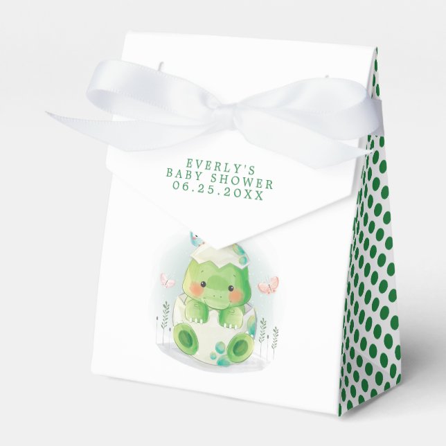 Dinosaur Ägg Söt Vattenfärg Pojke Baby Shower Presentaskar (Framsidan Sidan)