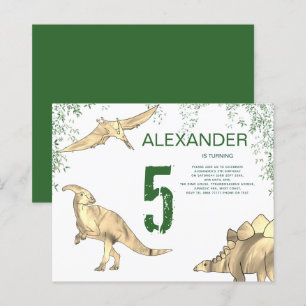 Dinosaur akvarell Födelsedagsfest budget grön