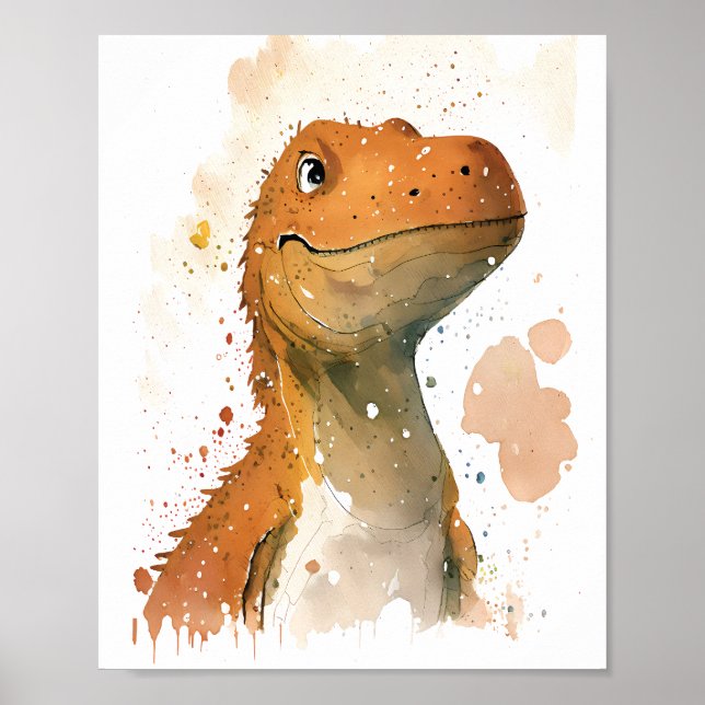 Dinosaur akvarell illustration poster (Framsidan)