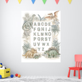 Dinosaur Alfabet Barn Vattenfärg Poster