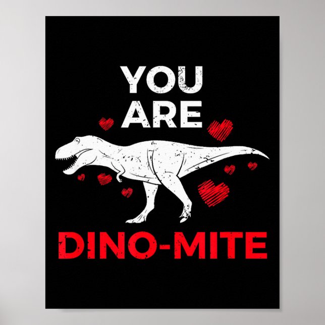 Dinosaur Alla hjärtans dag T Rex Present Pojkar Fl Poster (Framsidan)