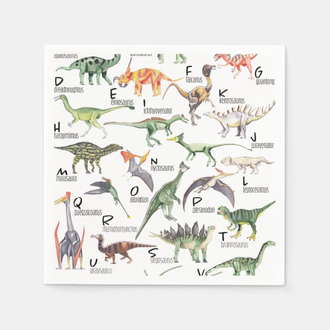 Dinosaur Alphabet Pappersservett (Framsidan)