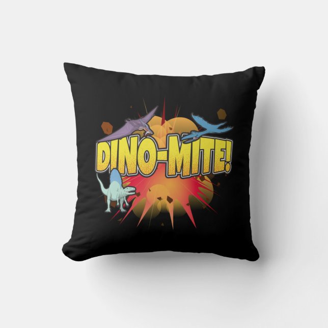 Dinosaur Älskare Dynamite Dino-mite Pun Kudde (Framsida)